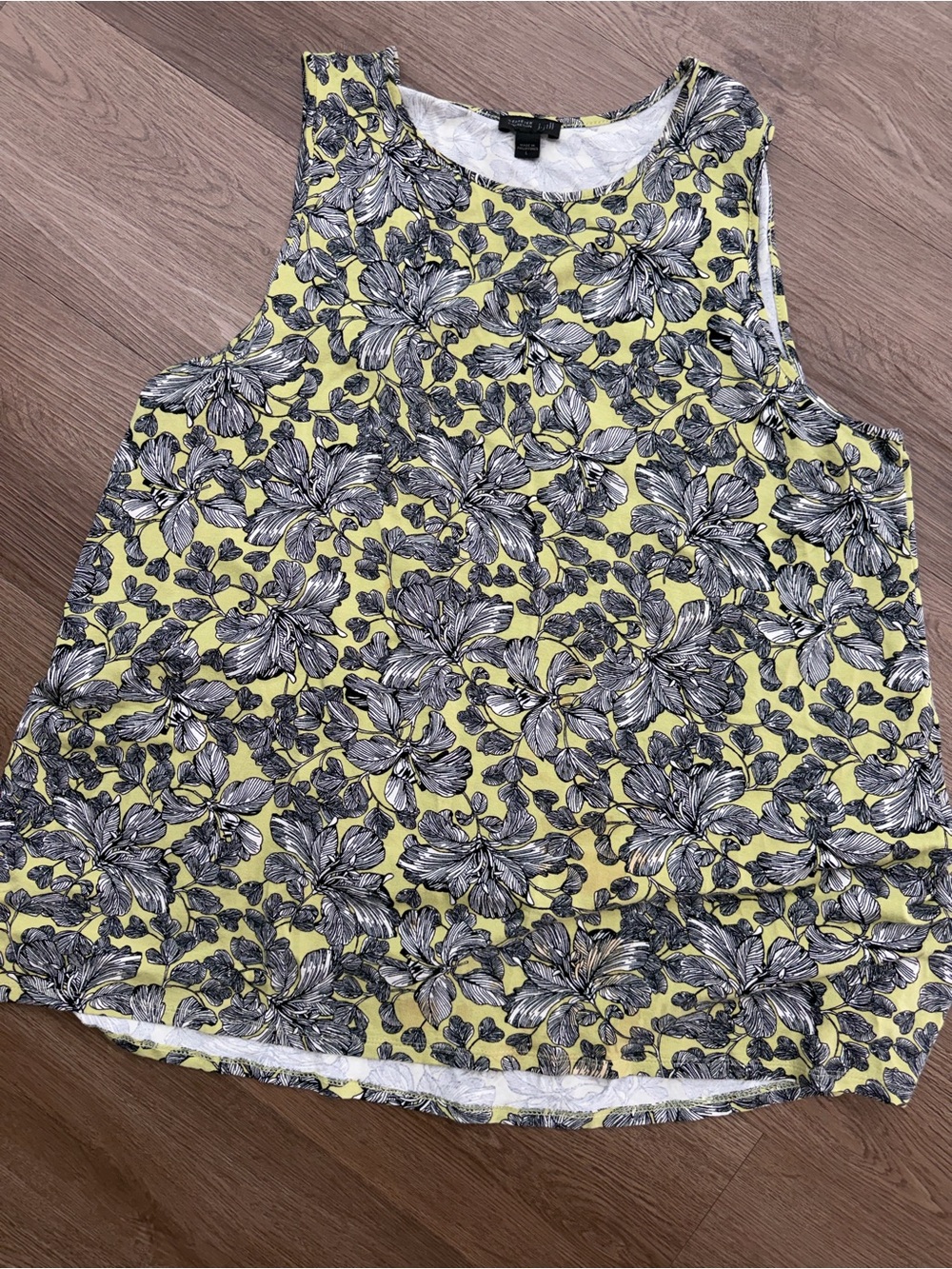 J. Jill Green Floral Sleeveless Tank Sz L
